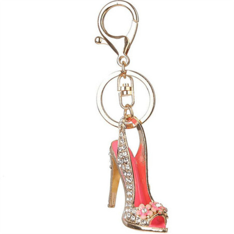 Rhinestone High Heel Shoe Keychain Bag Charm Gift