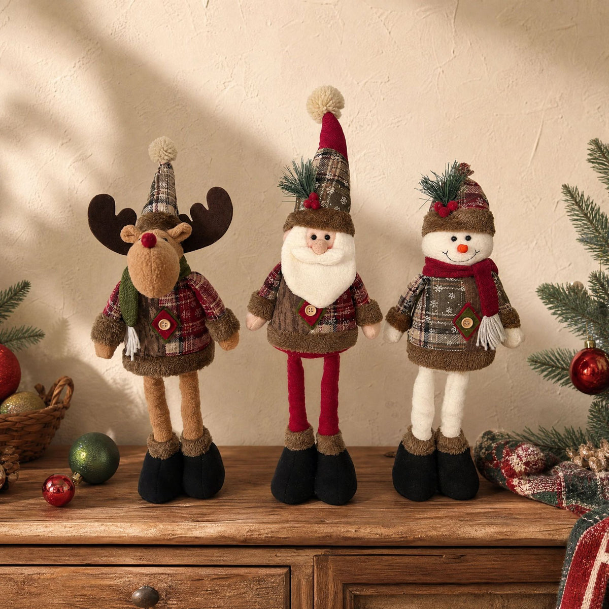 Christmas Extendable Leg Plush Doll Holiday Decoration