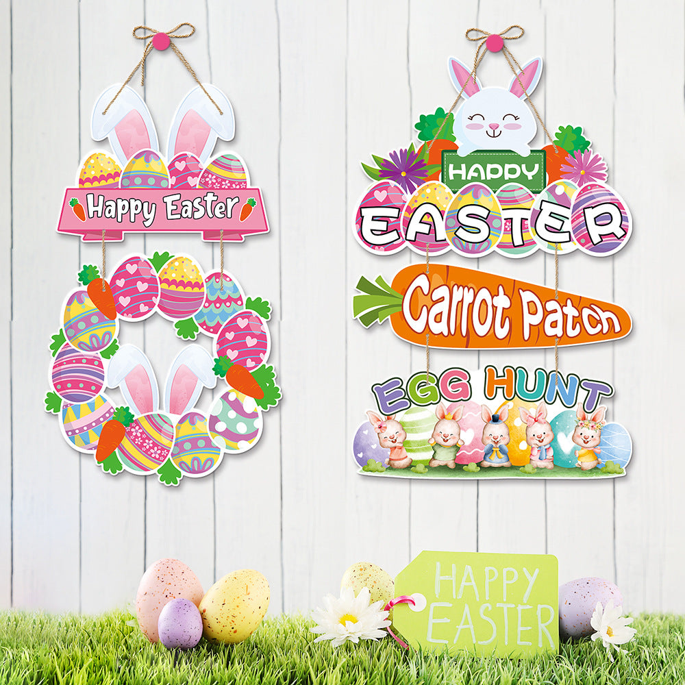 Easter Door Hanging Decor Bunny Egg Welcome Sign