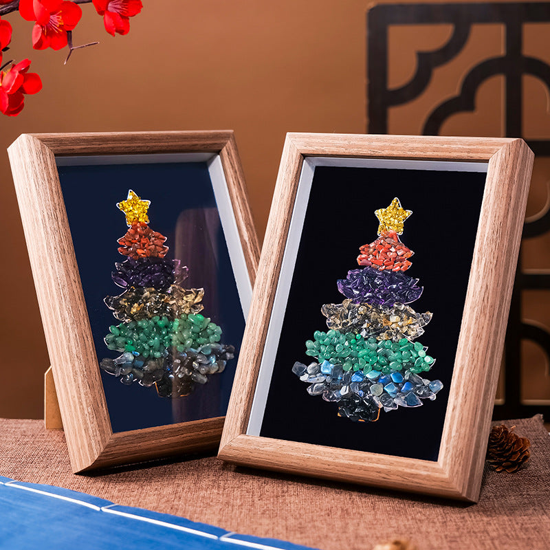 Crystal Chip Christmas Tree Framed Wall Decor for Holiday Gifts