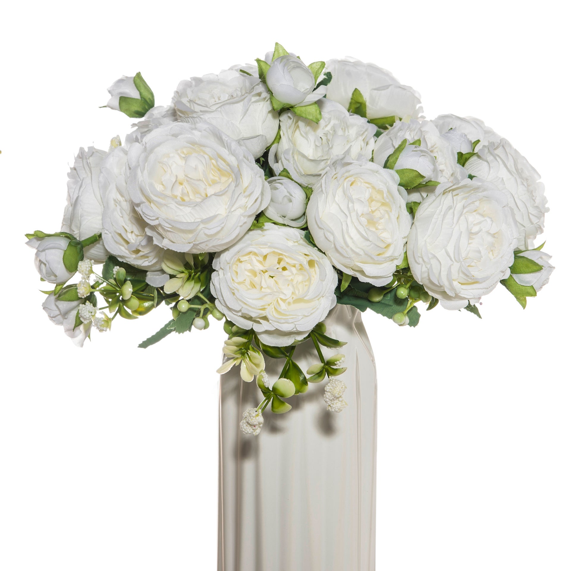 Artificial Peony Flower Arrangement Faux Silk Bouquet Decor