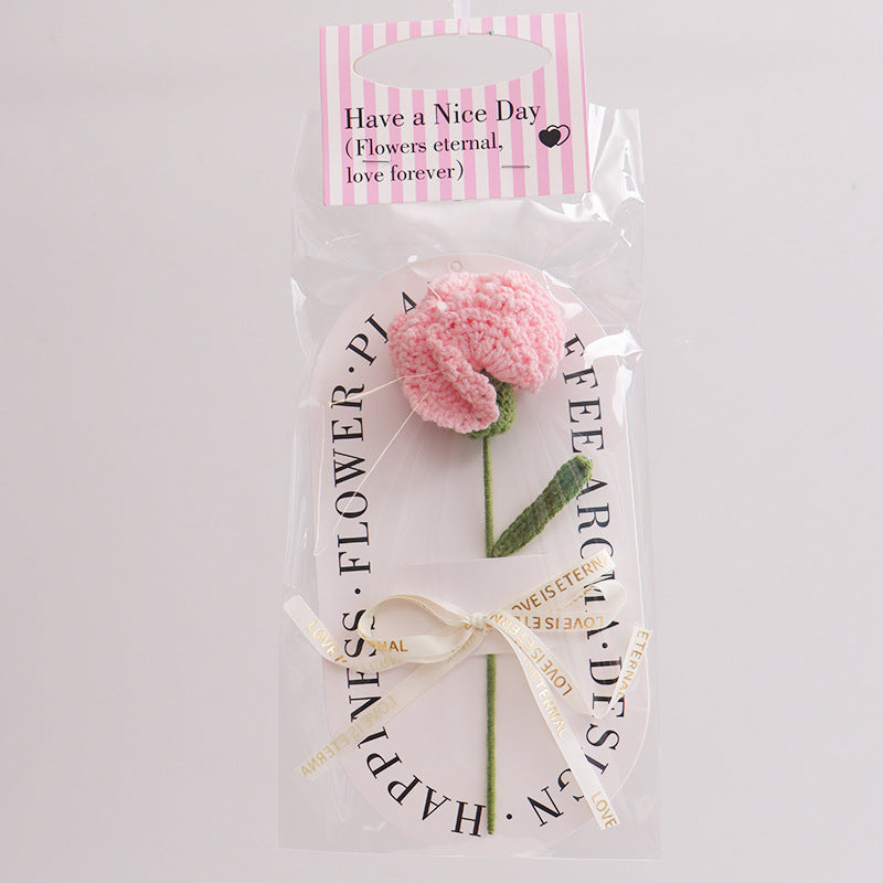 Handmade Carnation Crochet Flower Decorative Gift