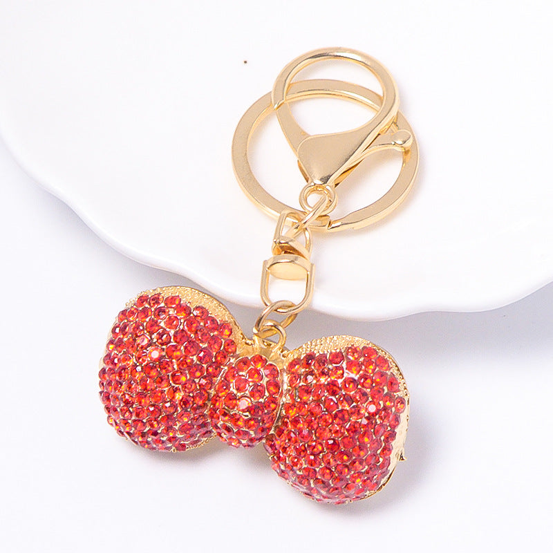 Rhinestone Bow Keychain Bling Bag Charm Car Key Ring