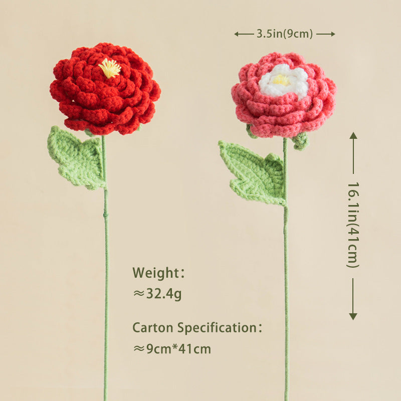 Valentine Handmade Crochet Ranunculus Single Stem Flower