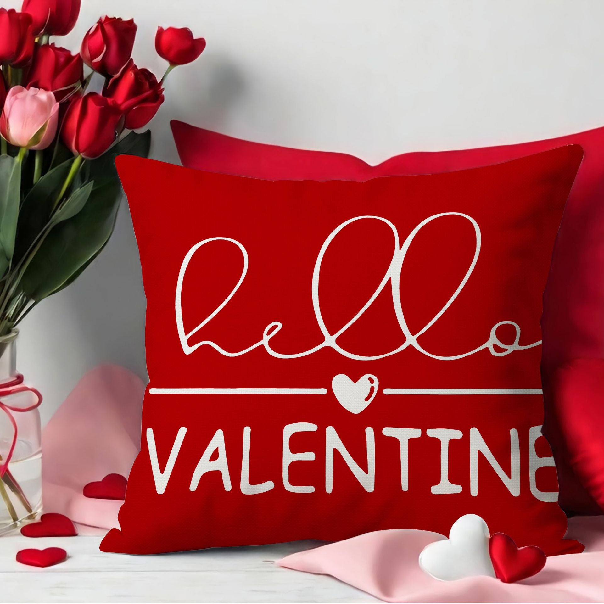 Valentine Red Heart Throw Pillow Cover Romantic Home Decor