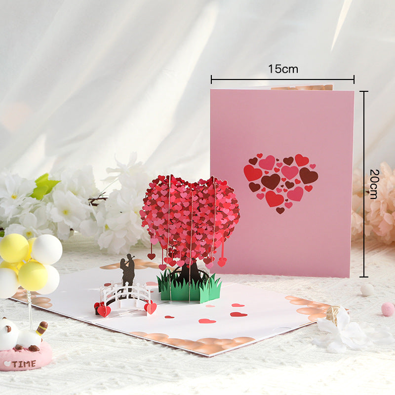 Valentines 3D Pop Up Heart Tree Greeting Card Romantic Gift