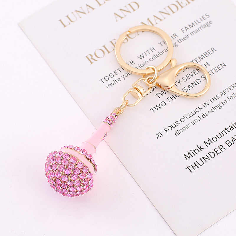 Rhinestone Microphone Keychain Chic Metal Bag Charm Gift