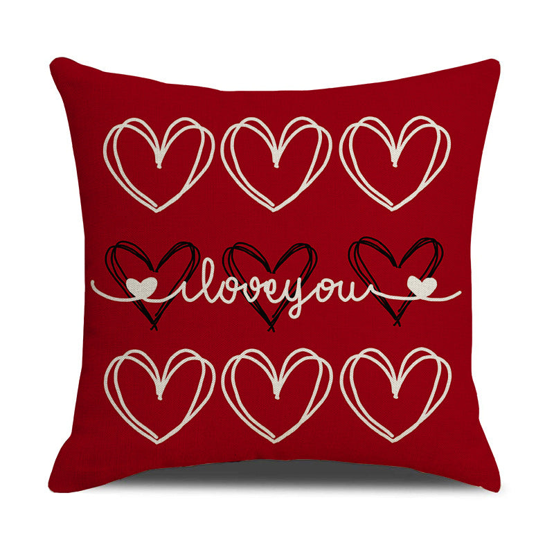 Valentine Heart Love Print Pillow Covers Set for Home Decor