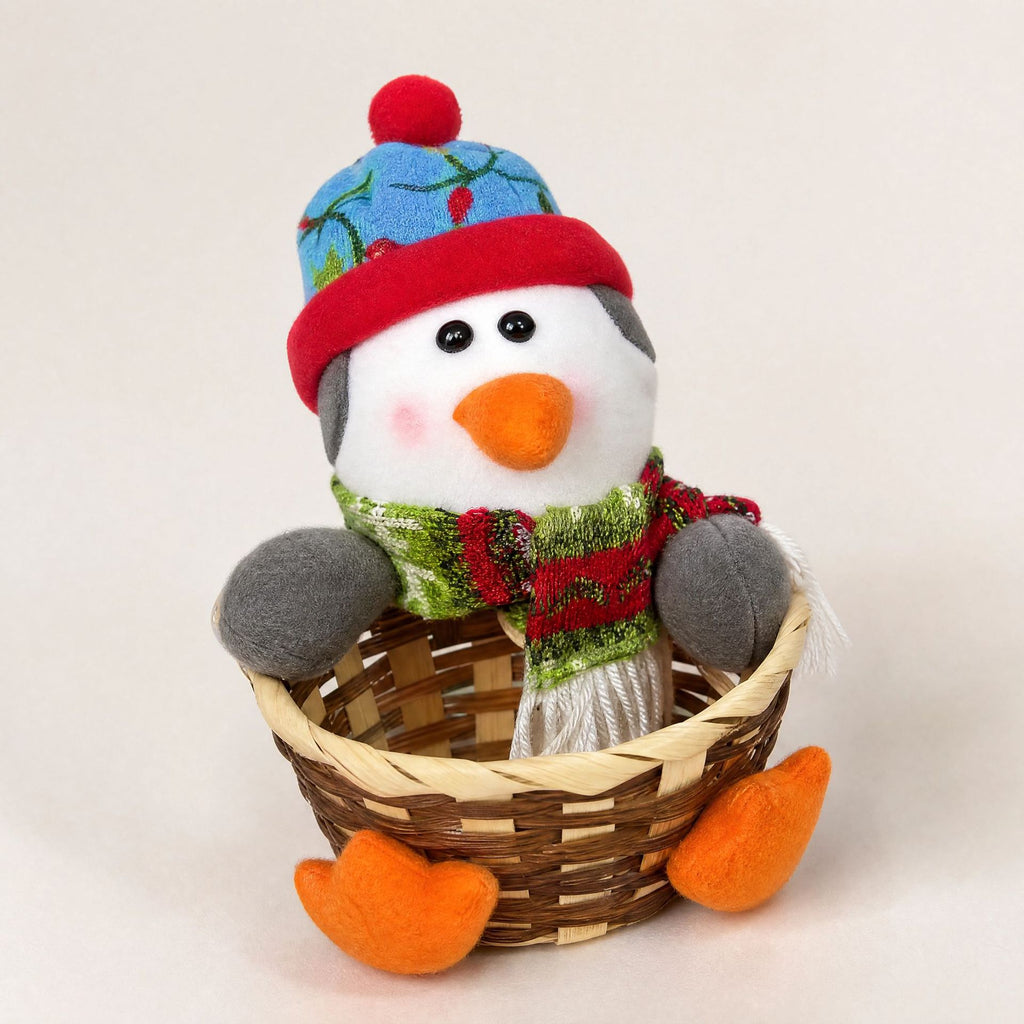 Rattan Christmas Candy Basket Holiday Tabletop Decor