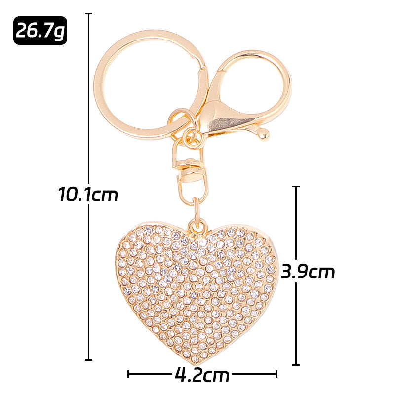 Valentine’s Day Crystal Heart Keychain Rhinestone Charm