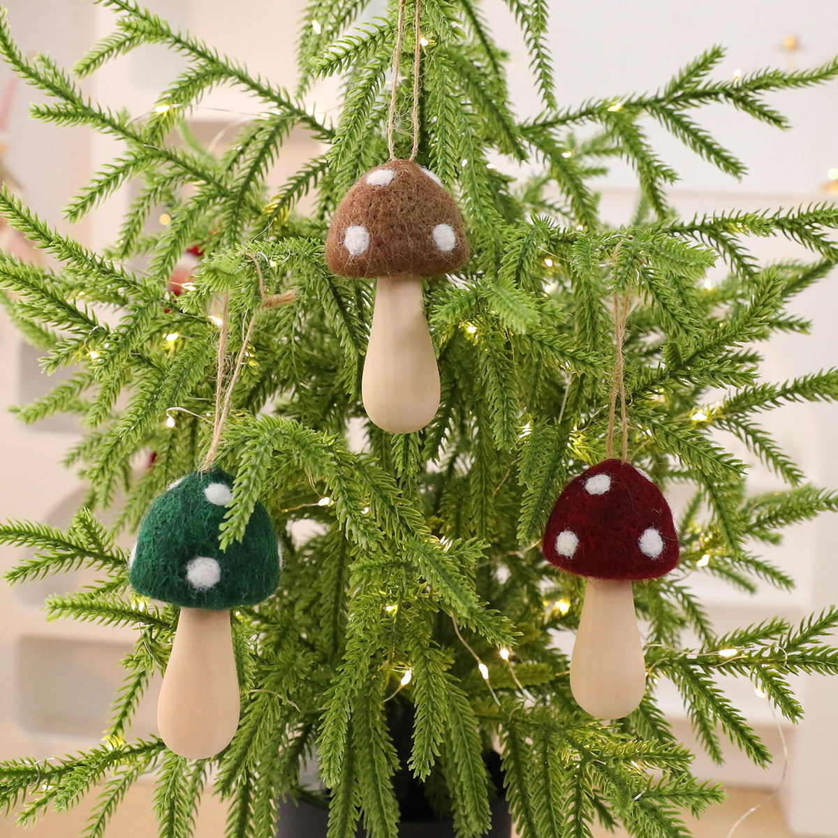 Felt Mushroom Hanging Ornament Woodland Christmas Decor