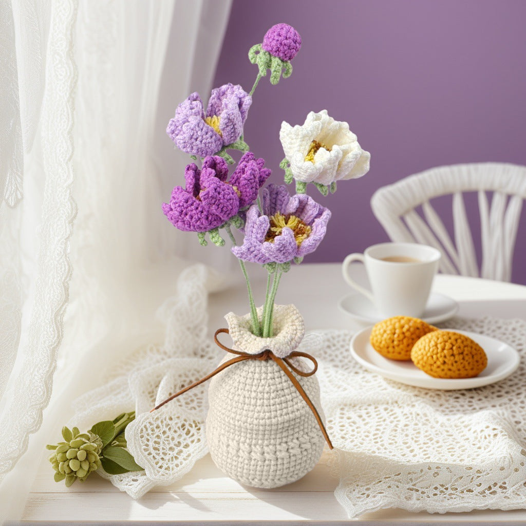 Handmade Crochet Floral Vase Bouquet Table Decor Home Decor