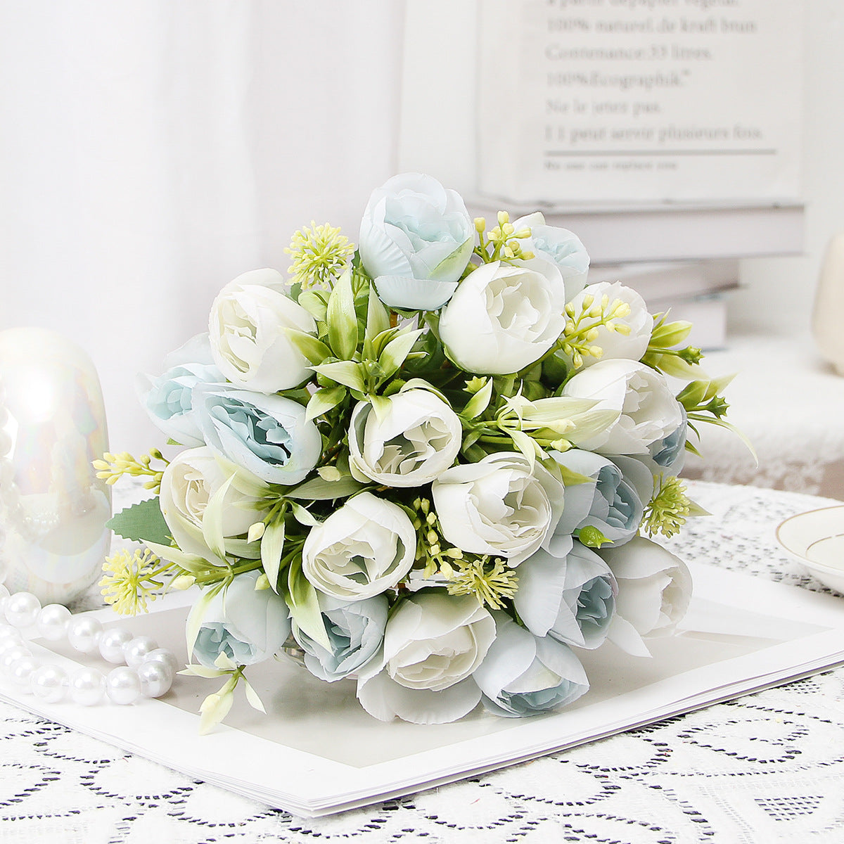 Valentine’s Day Peony Rose Faux Floral Bouquet Home Decor