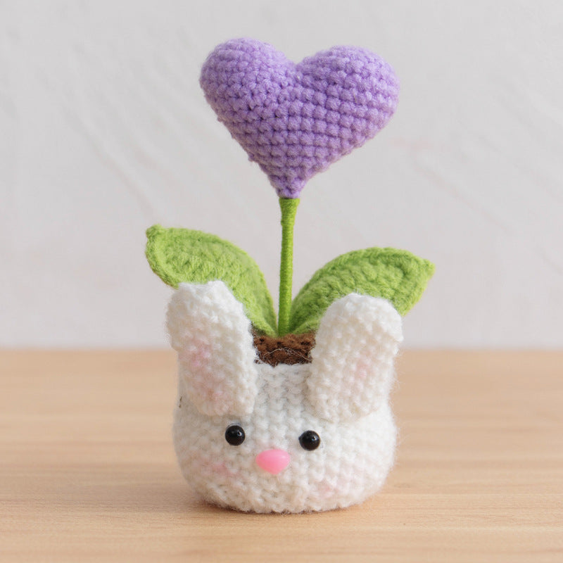 Valentine Holiday Decorations Crochet Rose Desk Planter