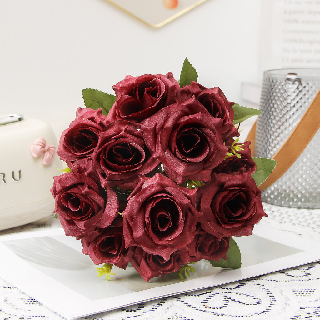 Valentine’s Day Rose Camellia Faux Floral Bouquet Home Décor