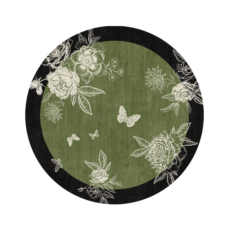 Floral Pattern Rubber Drink Coaster Round Table Decor