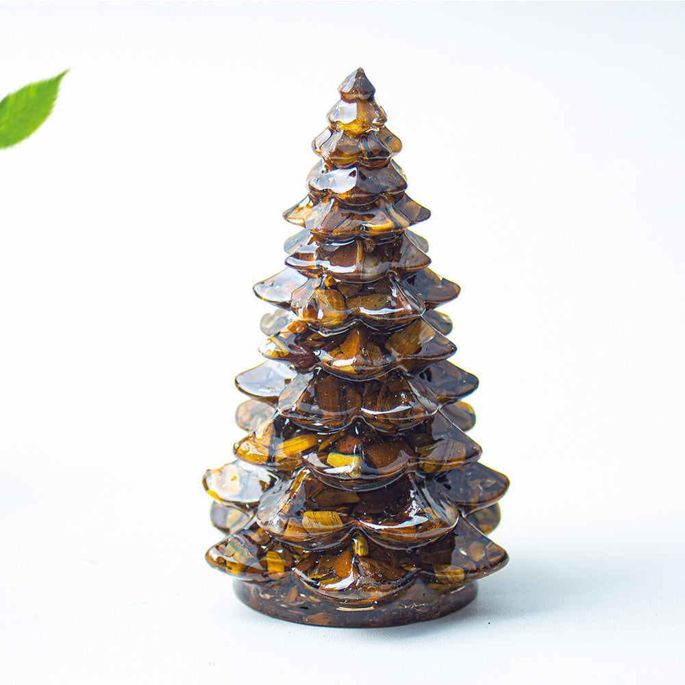 Christmas Resin Tree Figurine Mini Holiday Table Decor