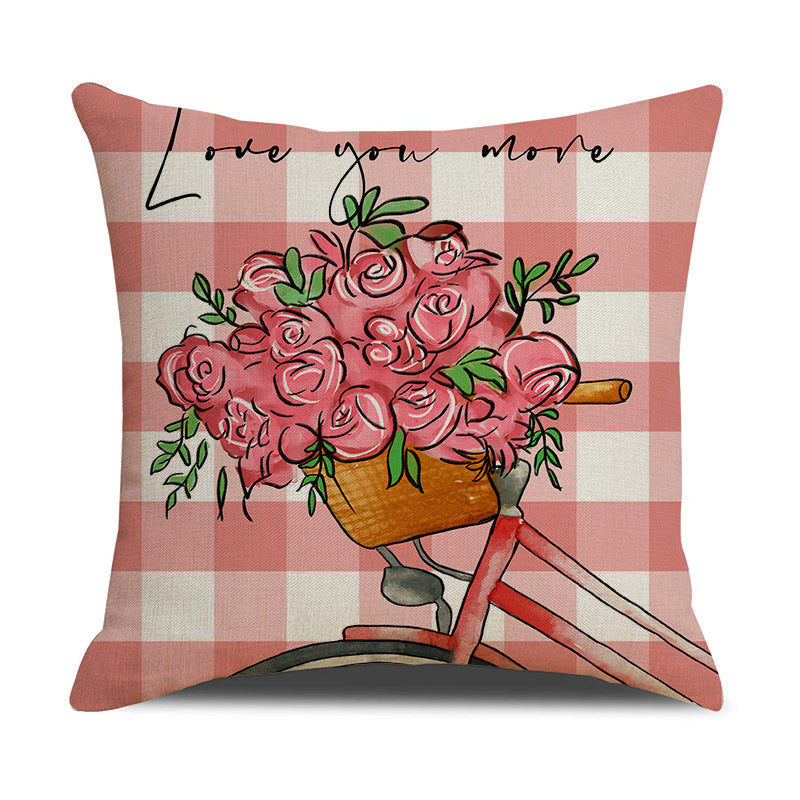 Valentine Heart Floral Linen Pillow Covers Romantic Home