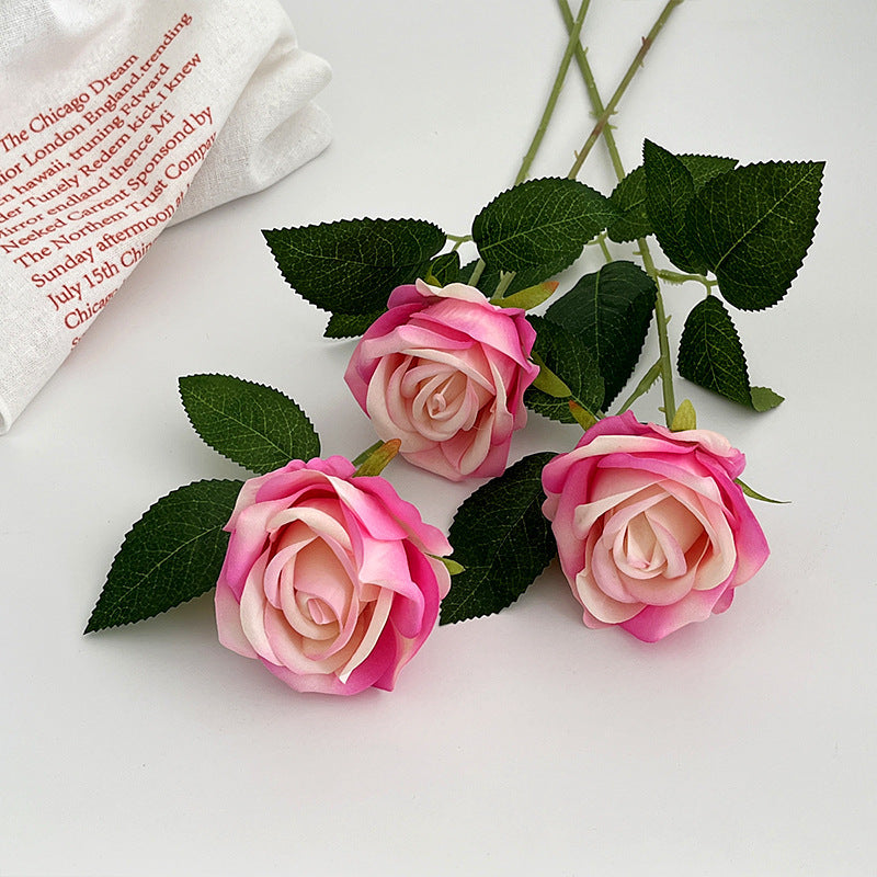 Valentine’s Day Single Stem Silk Rose for Romantic Decor