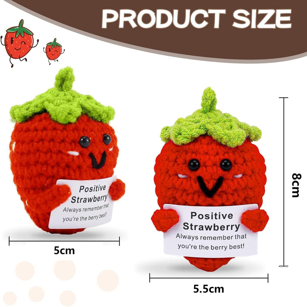 Crochet Positive Strawberry Plush Inspirational Gift Stress Toy