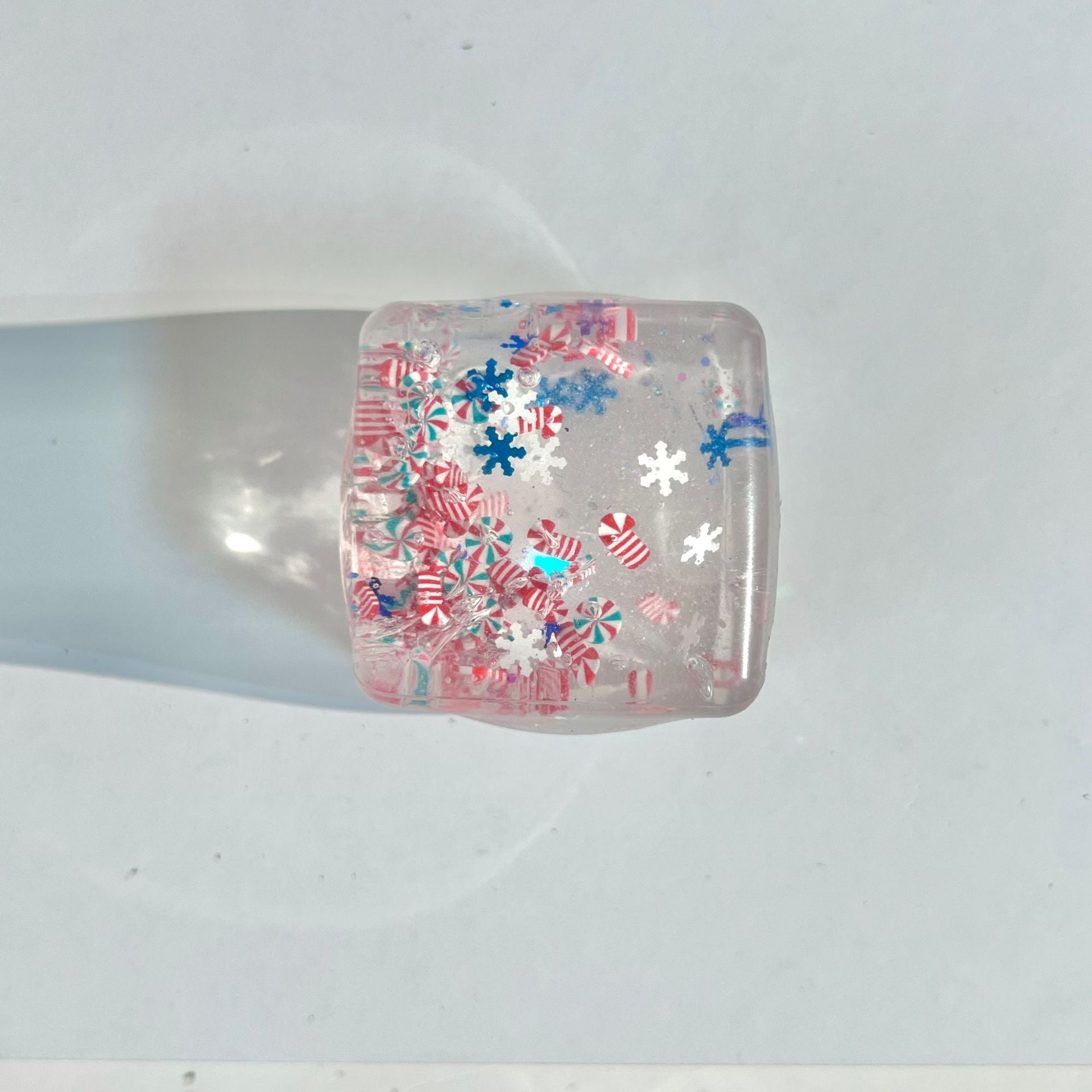 Christmas Ice Cube Squishy Clear Glitter Stress Toy