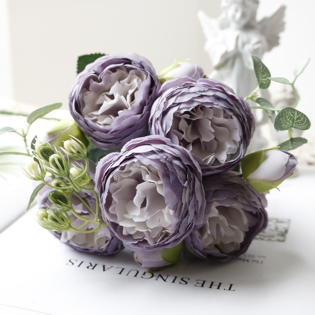 Valentine 5-Head Korean Faux Peony Persian Rose Mini Bouquet