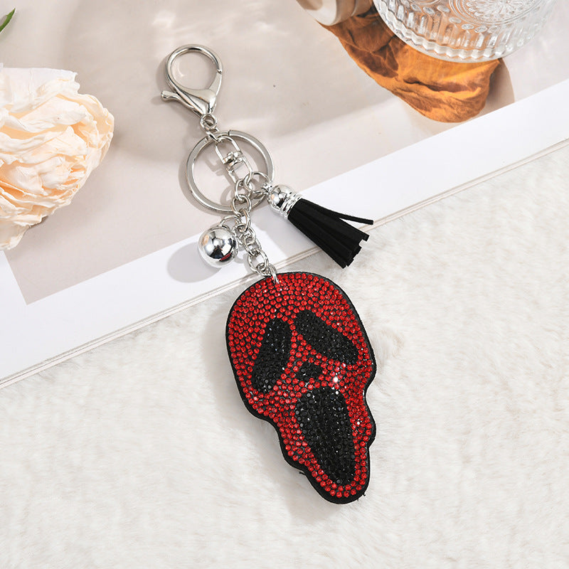 Rhinestone Skull Keychain Tassel Bag Charm