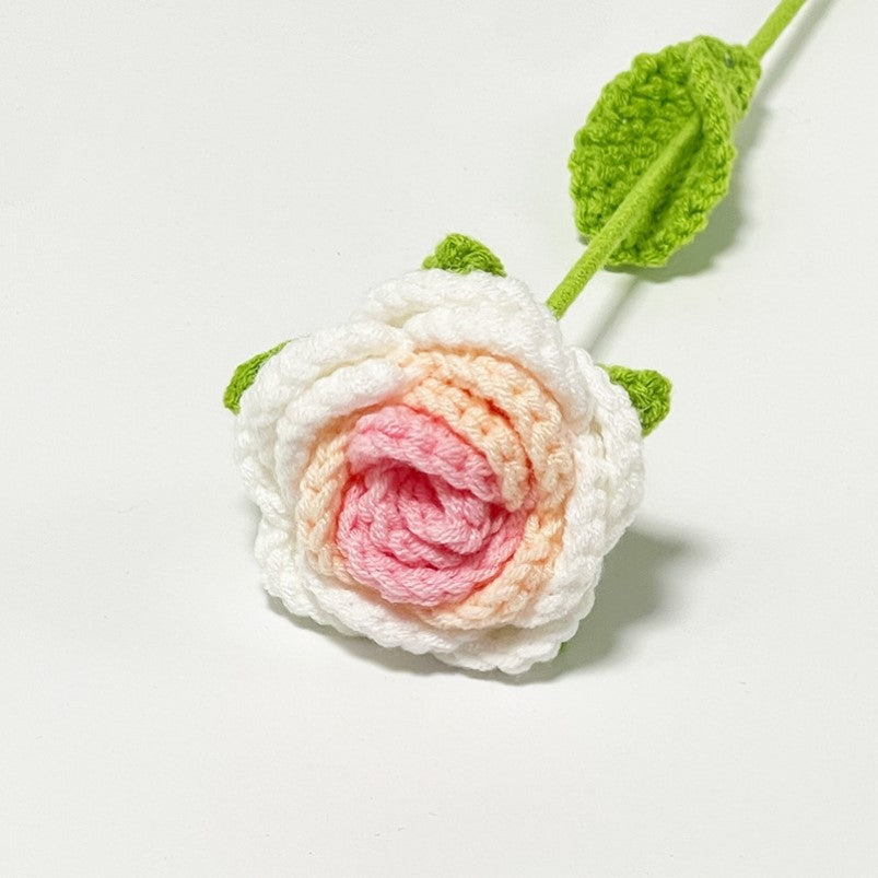 Valentine Crochet Rose Artificial Flower for Romantic Decor