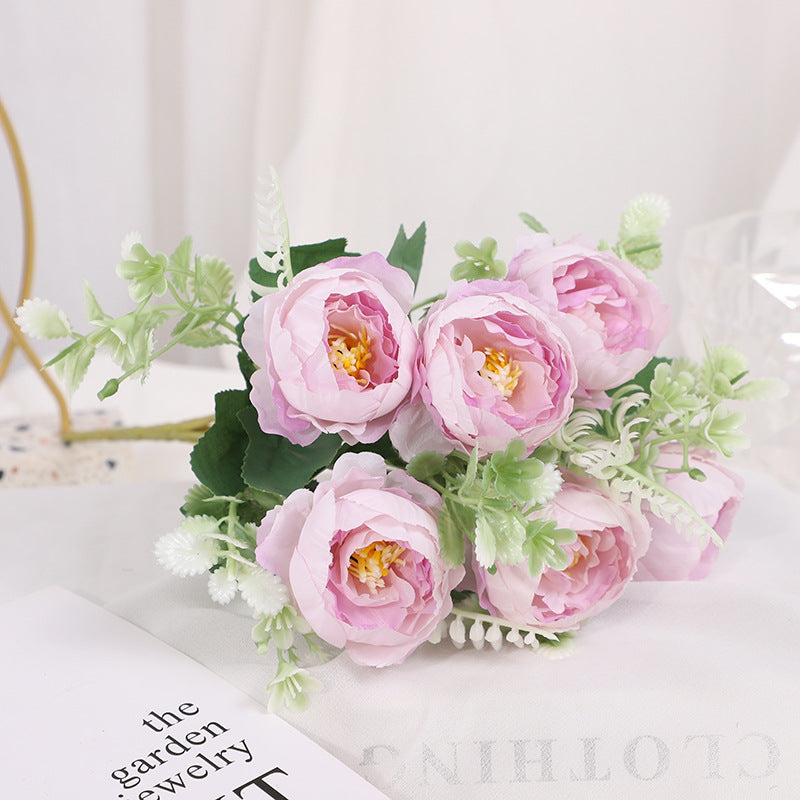 Valentine’s Faux Peony Rose Bouquet Floral Home Decor