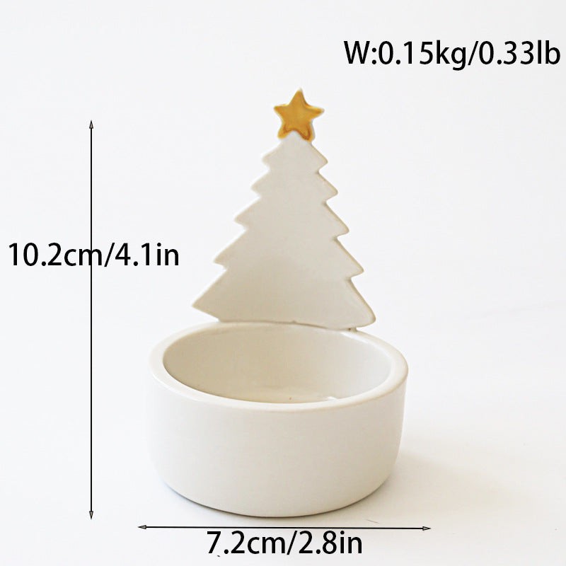 Christmas Ceramic Candle Holder Festive Holiday Home Decor