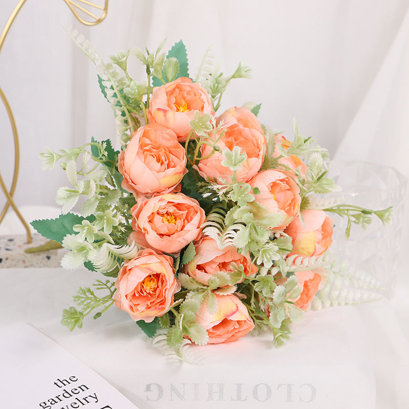 Valentine’s Faux Peony Rose Bouquet Floral Home Decor