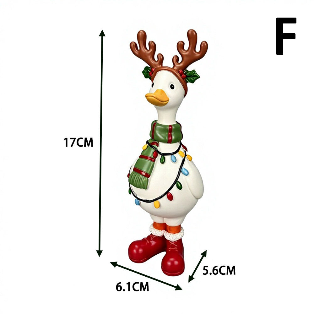 Cute Resin Christmas Duck Figurines Holiday Tabletop Decor