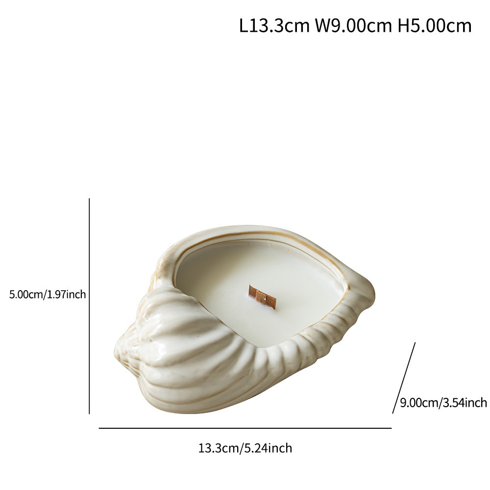 Conch Ceramic Candle Holder with Candle Tabletop Decor