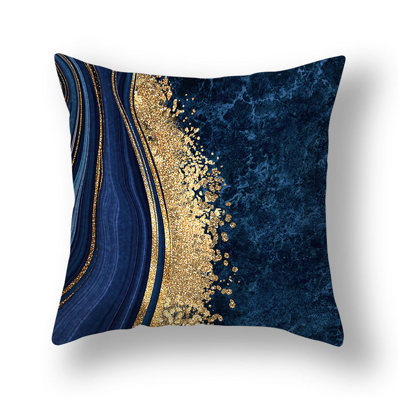 Abstract Gold Foil Linen Throw Pillow Cover 18x18 Square