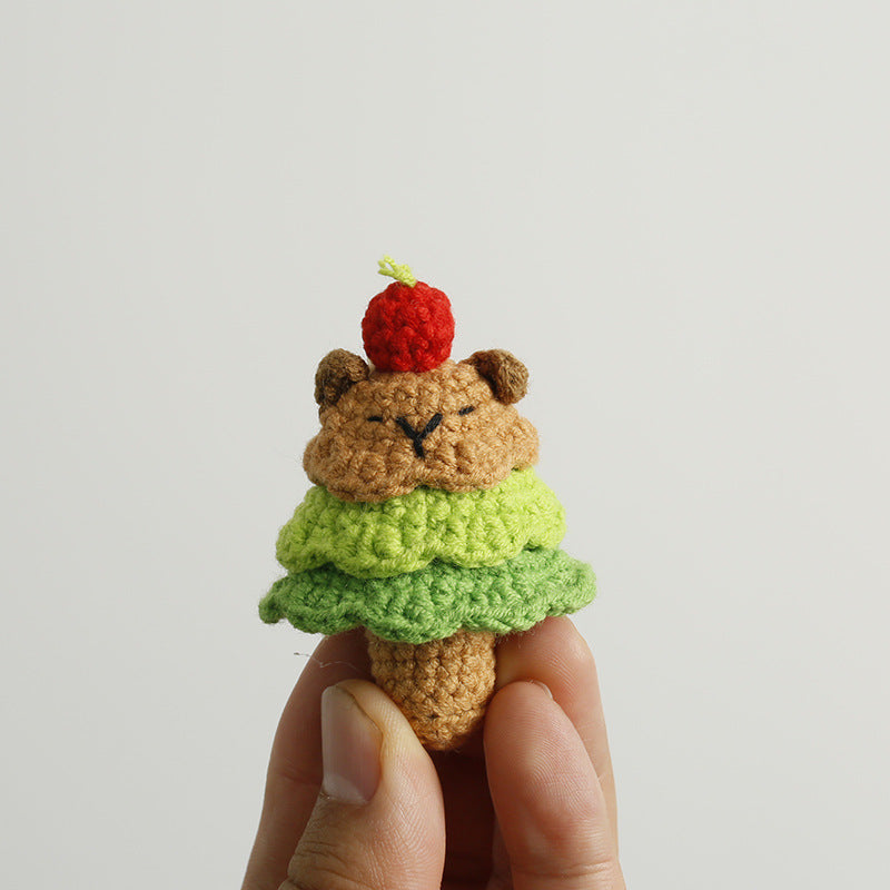 Handmade Crochet Animal Christmas Tree Keychain Holiday