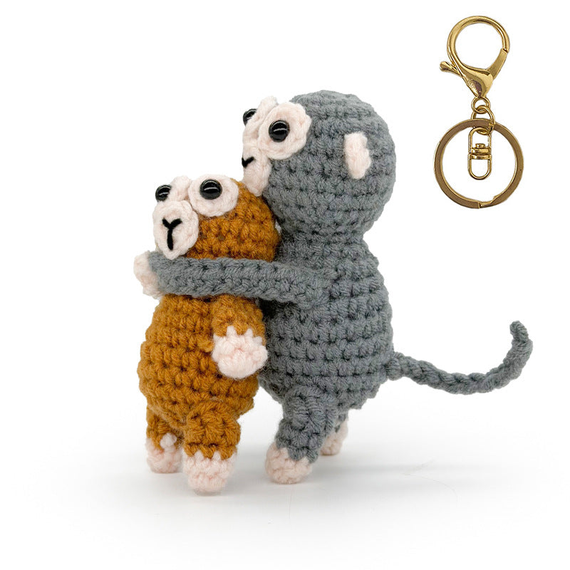 Crochet Monkey Keychain Handmade Plush Bag Charm