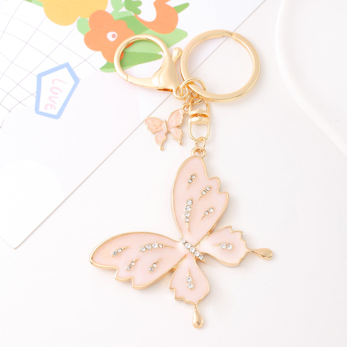 Rhinestone Butterfly Keychain Metal Bag Charm for Women