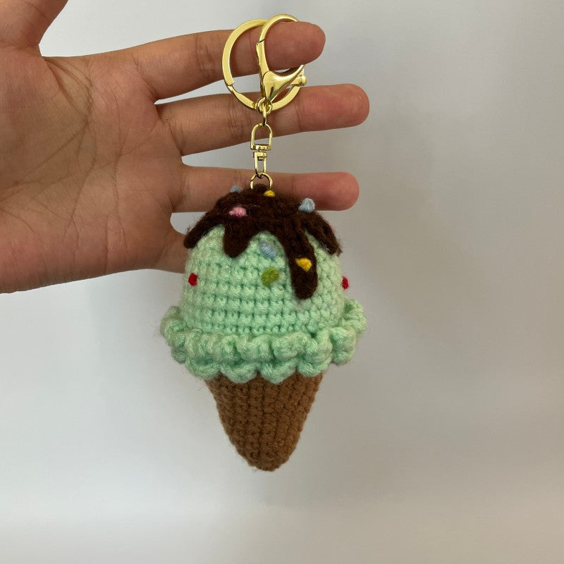 Crochet Ice Cream Plush Keychain Cute Gift Charm