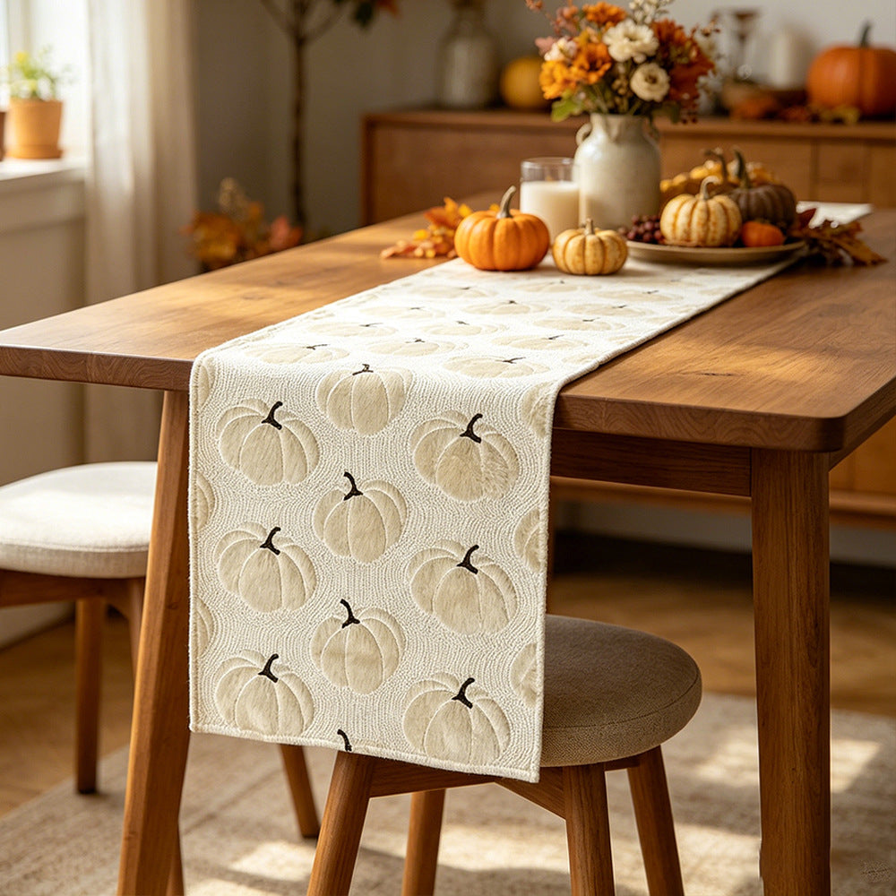 Pumpkin Embroidered Table Runner Fall Halloween Decor