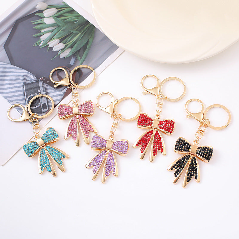 Rhinestone Bow Keychain Zinc Alloy Bag Charm