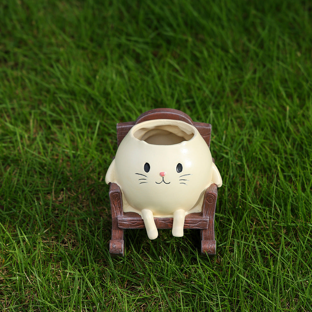 Whimsical Cat Planter Garden Decor Cute Outdoor Animal Flower Pot