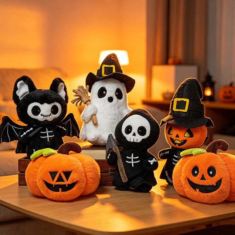 Halloween Plush Pumpkin Ghost Bat Doll Seasonal Decor