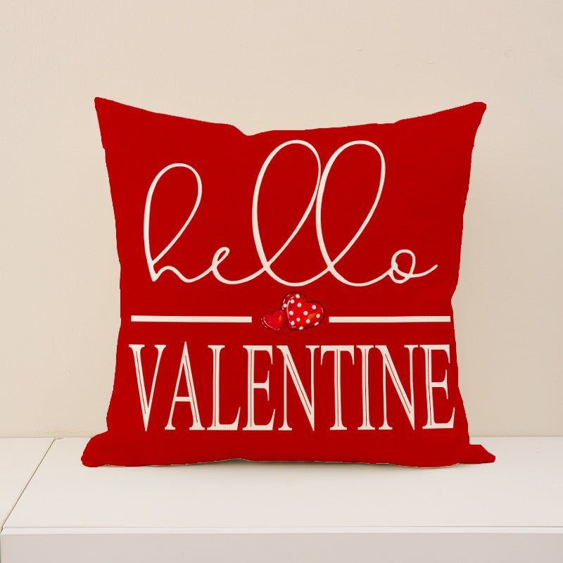 Valentine Gingham Heart Print Linen Pillow Cover Set
