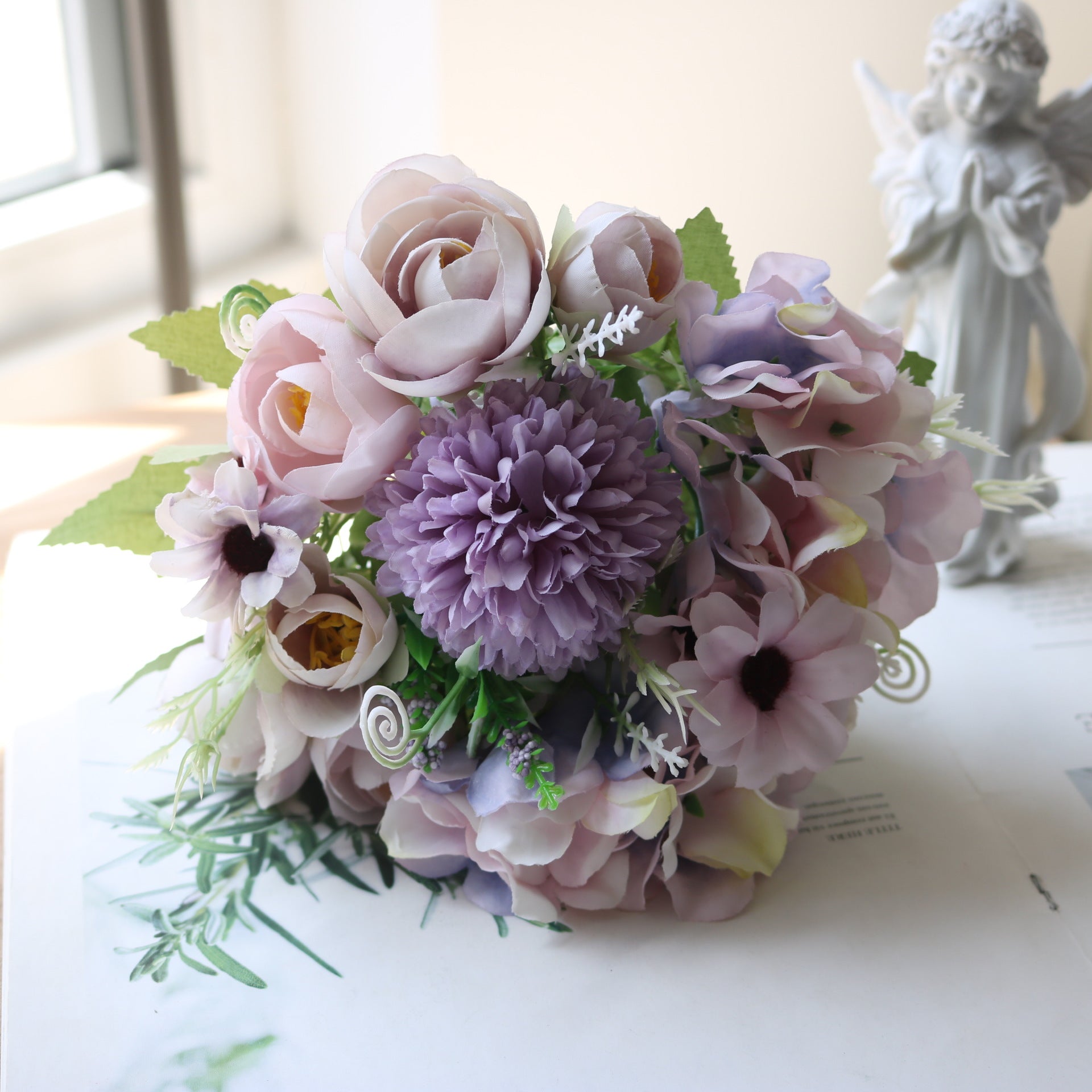 Valentine Nordic Faux Camellia Daisy Hydrangea Bouquet