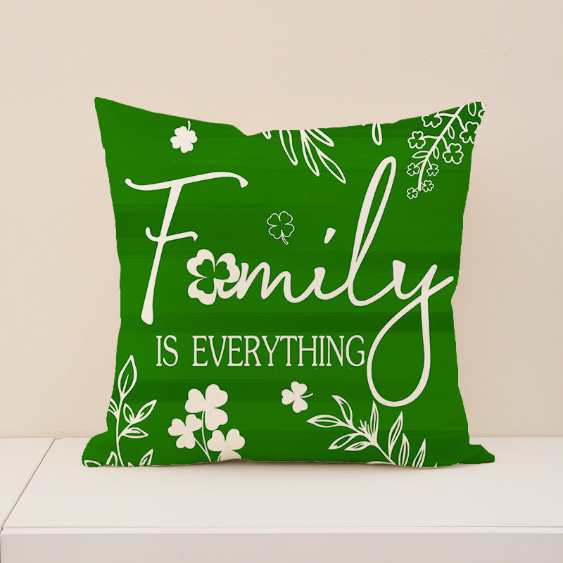 St. Patrick’s Day Shamrock Linen Pillow Cover Home Decor