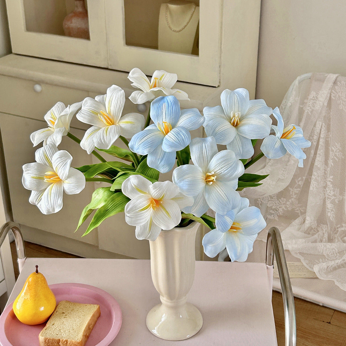 Artificial Magnolia Flower Bouquet Faux Floral Home Wedding Decor