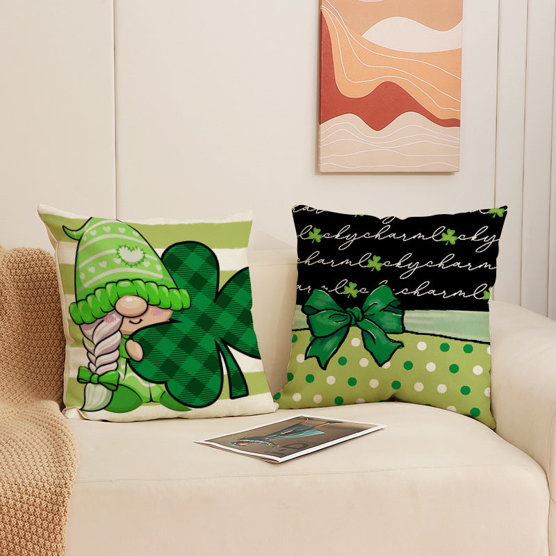 St. Patrick’s Day Green Party Decor Shamrock Pillow Cover