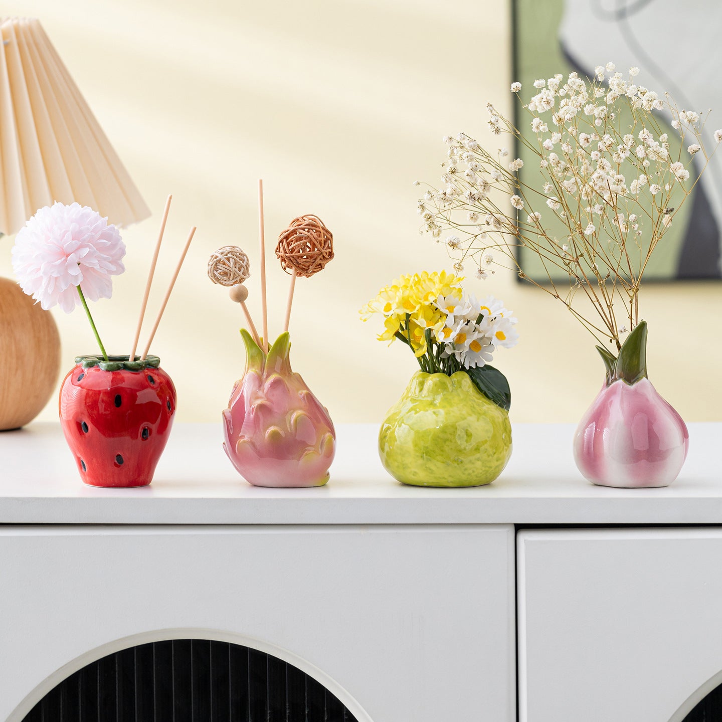 Adorable Fruit Ceramic Vase for Desk and Home Decor