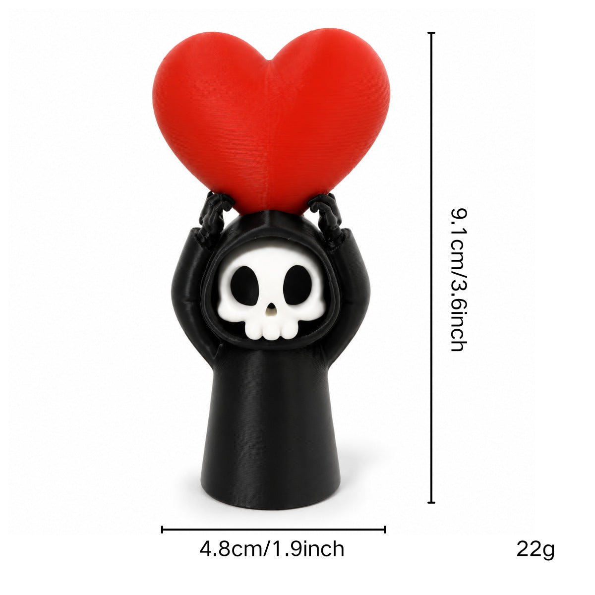 3D Printed Skull Heart Decor Keychain Plastic Gift Accessory