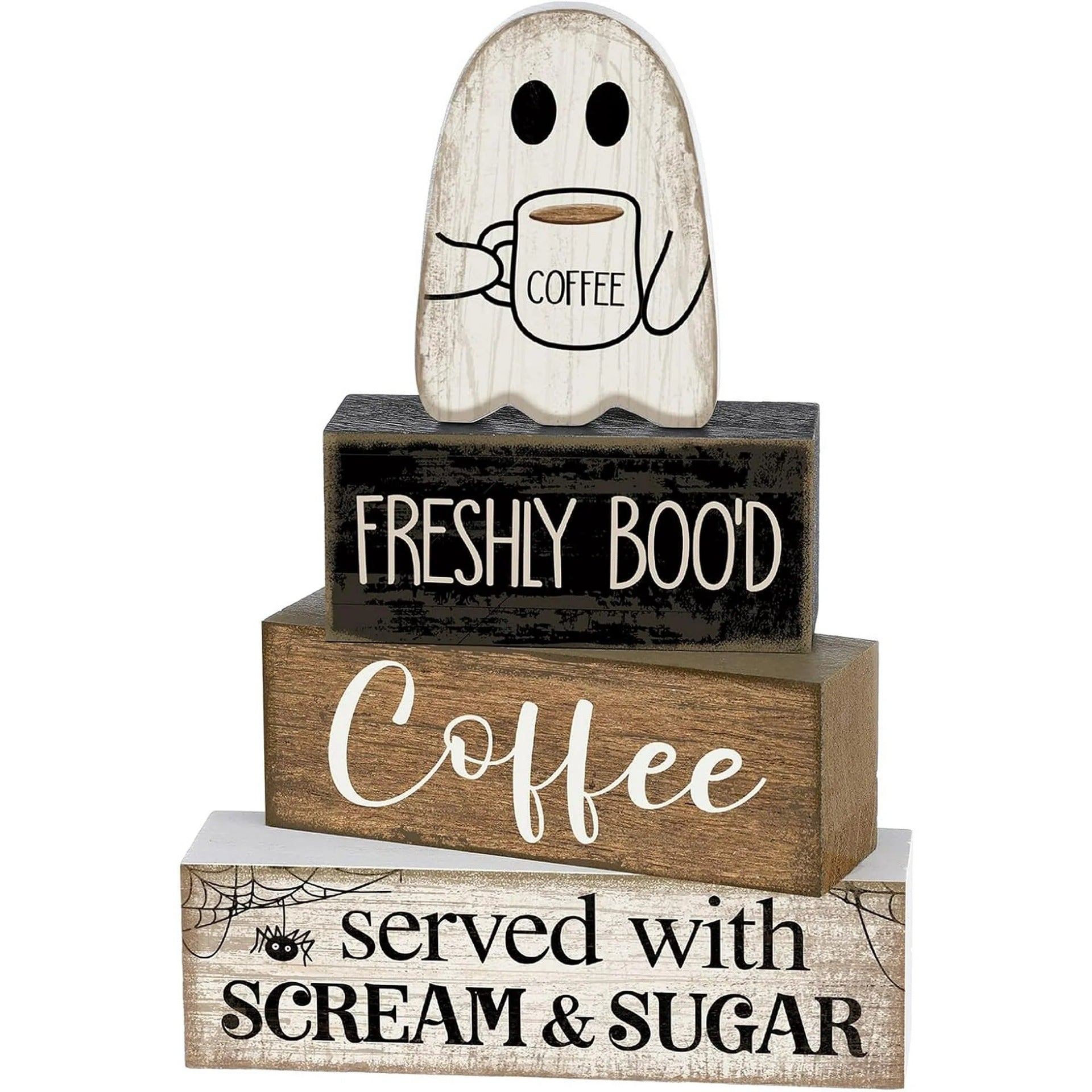 Halloween Tiered Tray Decor PVC Ghost Pumpkin Tabletop Ornament